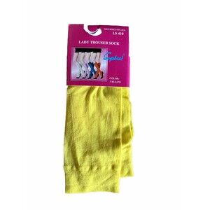 Sophia Womens Trouser Socks Knee High One Size Fits All LS 410 Yellow Retro NEW